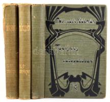 Mikszáth Kálmán munkái 3 kötete: Az én kortársaim I-II. köt., Töviskes látogatóban. Elbeszélések. Bp., 1908-1912., Révai - Franklin. Kiadói szecessziós egészvászon-kötések, kopott borítókkal, sérült gerincekkel.