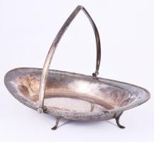 Angol ezüstözött kínáló, jelzett, 31x23 cm