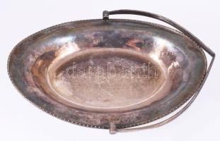 Angol ezüstözött kínáló, jelzett, 31x23 cm