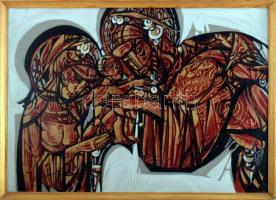 Xantus Gyula (1919-1993): Szent család (cím nélkül). Olaj, karton. Jelzés nélkül. Proveniencia: a művész ajándéka. Fakeretben. 34,5x49,5 cm