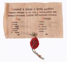 1908 Besztercebánya (Banská Bystrica, Szlovákia), az Őfelsége nevében rendezett jurista bál táncrend...