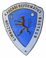 1930-1940 k. "Karcagi Nagykun Református Gimnázium" zománcozott bronz iskolajelvény (44x34mm) T:2