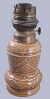 Antik porcelán petróleumlámpa, m: 23 cm