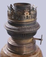 Antik porcelán petróleumlámpa, m: 23 cm