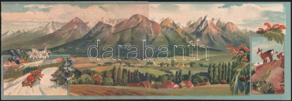 cca 1900 Magas-Tátra, Kassa?Oderbergi Vasút litho prospektusa, Klösz Gy. és Fia nyomása, felületi sé...