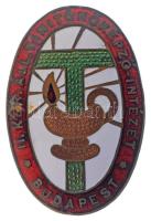 1930-1940 k. "II. Ker. Áll. Tanítónőképző-Intézet - Budapest" zománcozott bronz iskolajelvény (41x27mm) T:XF zománchiba
