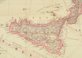 Handtke Olaszország térképe 87x60 cm hajtásnál, szakadással