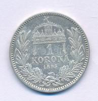 1895KB 1K Ag "Ferenc József" T:VF patina Adamo K5