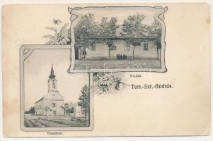 1914 Temesszentandrás, Szentandrás, Sanandrei; Templom, paplak / church, vicarage. Art Nouveau, floral (fl)