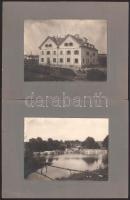 cca 1930 Úrkút (Ajka), Bányatelep, irodaépület, 2 db kartonra ragasztott fotó, hidegpecséttel jelzett, 13×16,5 cm