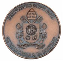 2023. "Ferenc pápa Magyarországon 2023 / Krisztus a jövőnk" bronz emlékérem tokban, sérült...