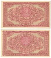 1920. 2K (2x) sorszámkövetők "2ab* 044 822194 - 2ab* 044 822193" T:AU,XF 
Hungary 1920. 2...