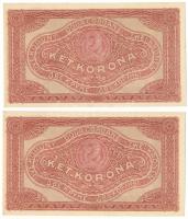 1920. 2K (2x) sorszámkövetők "2aa 038 766.141 - 2aa 038 766.142" T:AU,XF 
Hungary 1920. 2...