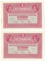 1917. 2K (2x) sorszámkövetők "1676 585602 - 1676 585603", zöld "DEUTSCHÖSTERREICH" felülbélyegzéssel T:UNC,AU Adamo K6