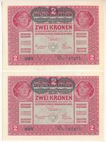 1917. 2K (2x) sorszámkövetők "1664 510401 - 1664 510402", zöld "DEUTSCHÖSTERREICH&quo...
