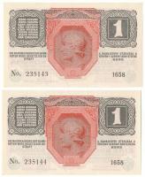1916. 1K zöld "DEUTSCHÖSTERREICH" felülbélyegzéssel (2x) sorszámkövetők "1658 235143 ...