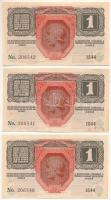 1916. 1K zöld "DEUTSCHÖSTERREICH" felülbélyegzéssel (3x) sorszámkövetők "1544 206540 ...