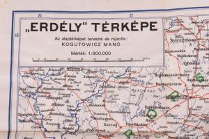 1941 Erdély térképe, tervezte és rajzolta: Kogutowicz Manó, az 1940-ben megállapított új határokkal....