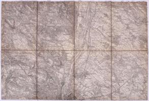 ca 1900 Budapest és Nagytétény, Óbuda 2 db 1:75 000 térkép, vászonra kasírozva. kb 55x40 cm