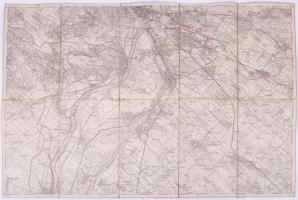 ca 1900 Budapest és Nagytétény, Óbuda 2 db 1:75 000 térkép, vászonra kasírozva. kb 55x40 cm