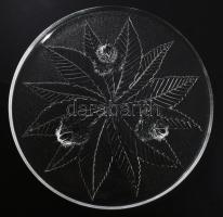 Gesztenyemintás tortatál, 3 kis lábon, hibátlan, d: 32 cm