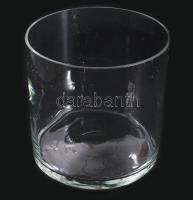 Kristály henger alakú díszelem / szárazvirág kaspó, jelzés nélkül, hibátlan, d: 19 cm, m: 19 cm