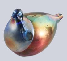 Espoon Taidelasi Oy Finland fémlüszteres felületű kézműves üveg madár, jelzés nélkül, minimális kopo...