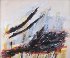 Misch Ádám (1935-1995): Minden, 1984. Vegyes technika, papír, jelezve középen lent. Üvegezett fakere...