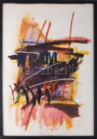 Misch Ádám (1935-1995): Kop (energikus hangulat), 1984. Vegyes technika, papír, jelezve középen lent. Hátoldalán Misch Ádám autográf feliratával és bélyegzéseivel. Üvegezett fakeretben, 84×60 cm.