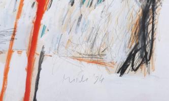 Misch Ádám (1935-1995): Most (Hajóson egyszer kétszer), 1984. Akril, akvarell, ceruza, kréta, papír,...