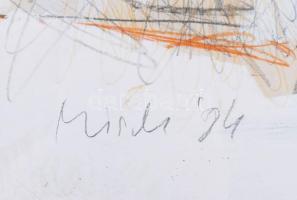 Misch Ádám (1935-1995): Most (Hajóson egyszer kétszer), 1984. Akril, akvarell, ceruza, kréta, papír,...