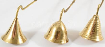 3 darab klf réz gyertyakoppintó, h: 27 cm