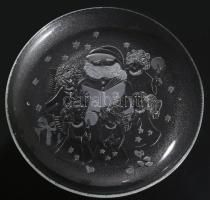 Karácsonyi mintás asztalközép kínáló, hibátlan, d: 30,5 cm