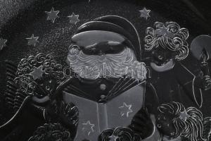 Karácsonyi mintás asztalközép kínáló, hibátlan, d: 30,5 cm