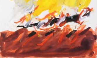 Misch Ádám (1935-1995): Felfelé (cím nélkül), 1989. Vegyes technika, papír, jelezve balra lent. 59,5...