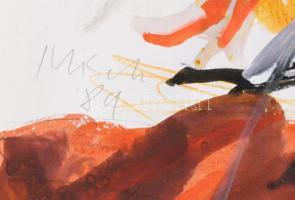 Misch Ádám (1935-1995): Felfelé (cím nélkül), 1989. Vegyes technika, papír, jelezve balra lent. 59,5...