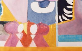 Misch Ádám (1935-1995): Bábuk (cím nélkül), 1975. Akvarell, ceruza, papír, jelezve jobbra lent. 50×6...