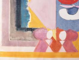 Misch Ádám (1935-1995): Bábuk (cím nélkül), 1975. Akvarell, ceruza, papír, jelezve jobbra lent. 50×6...