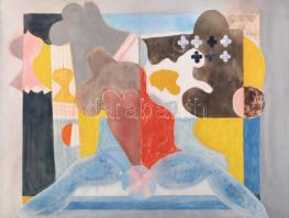 Misch Ádám (1935-1995): Átalakulások, 1975. Akvarell, ceruza, papír, jelezve jobbra lent. Paszpartuban. 45×61 cm.