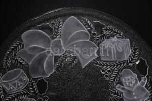 Karácsonyi mintás asztalközép kínáló, hibátlan, d: 32 cm