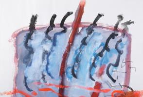 Misch Ádám (1935-1995): Összfonódás, 1991. Akril, ceruza, papír, jelezve jobbra lent. Hátoldalán Mis...