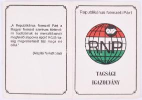 1989 Republikánus Nemzeti Párt tagsági könyv, kitöltetlen