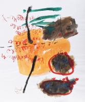 Misch Ádám (1935-1995): Cím nélkül, 1992. Vegyes technika, papír, jelezve balra lent. 62×48 cm.