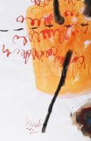 Misch Ádám (1935-1995): Cím nélkül, 1992. Vegyes technika, papír, jelezve balra lent. 62×48 cm