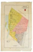 cca 1920-1930 Újpest ren. tan. város térképe a legújabb parcellázott területek utcái és terei pontos beosztásával, kiadja: Schinkovits Lajos könyv-, papír- és zeneműkereskedő, Újpest, viseltes állapotban, sérülésekkel, 69x45 cm