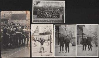 cca 1950-1970 Vállalati futballéletet bemutató fotók, Ganz és Férfiruhagyár, 20 db, 6,5×9,5 és 9×13,...