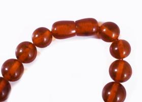 Nagyszemű régi borostyán nyaklánc