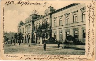 1903 Kolozsvár, Cluj; Ferenc József Iparmúzeum a városi polgári iskolával. Schuster Emil kiadása / Industrial Museum, school (EB)