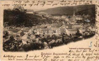 Segesvár, Schässburg, Sighisoara; Látszatt a Galt hegyről, látkép. Roth G. Hermann fényképész / general view (ragasztónyomok / glue marks)