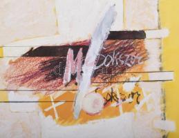 Misch Ádám (1935-1995): M sokszor (cím nélkül), 1982. Vegyes technika, papír, jelezve jobbra lent. 4...